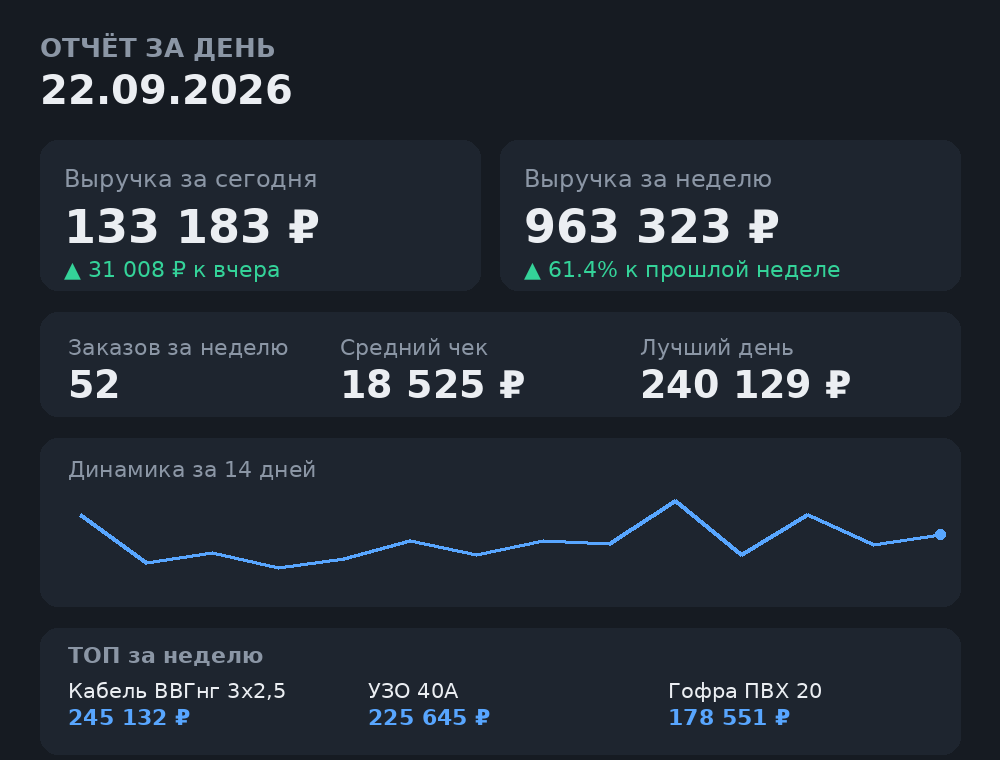 Пример ежедневного отчёта